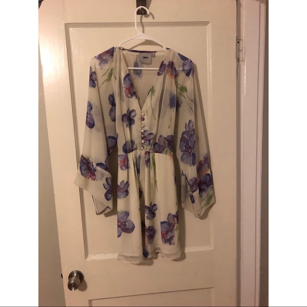 ASOS Floral Sheer Kimono Wrap Dress